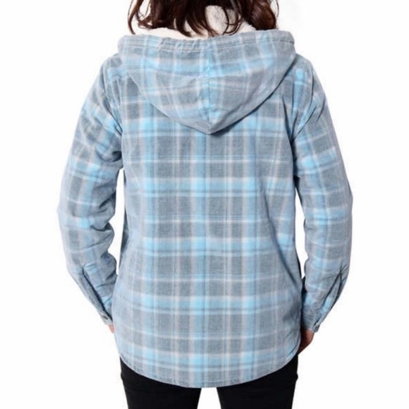 Soho Threads Women's Sherpa-Lined Hooded Plaid Jacket in Size Medium (M). - Picture 3 of 11